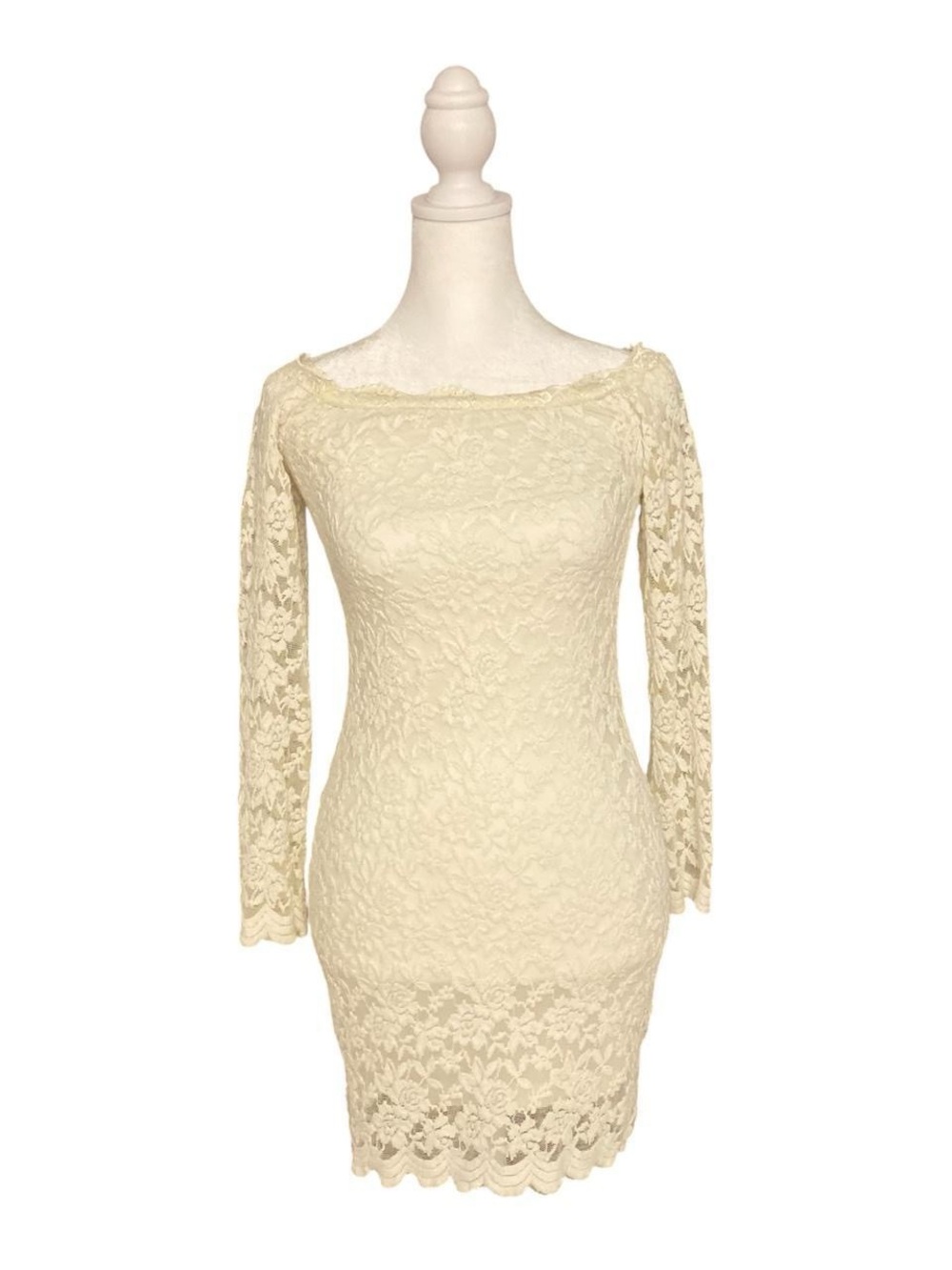 FashionNova White Lace Off the Shoulder Mini Dress